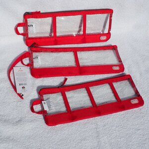Lug Envelope 3pc Clearview Zip Organizers – Poppy Red - NWT
